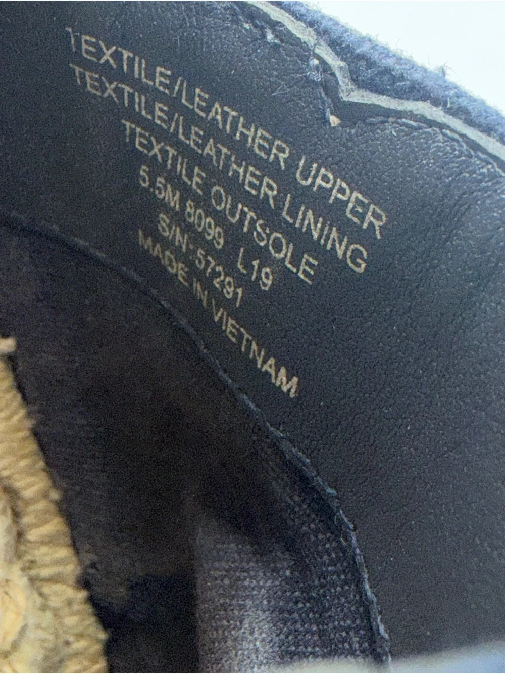 Tony Burch Navy Canvas Espadrilles with Tan & Cream Logo